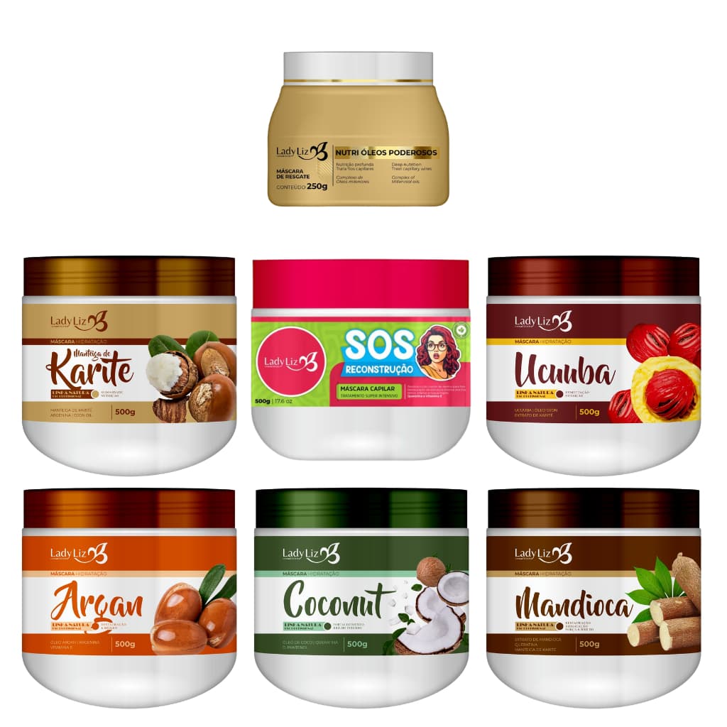 Kit Cronograma Capilar Máscara de Nutrição Premium 250g + Reconstrução 500g  + 01 Hidratação 500g a Escolha