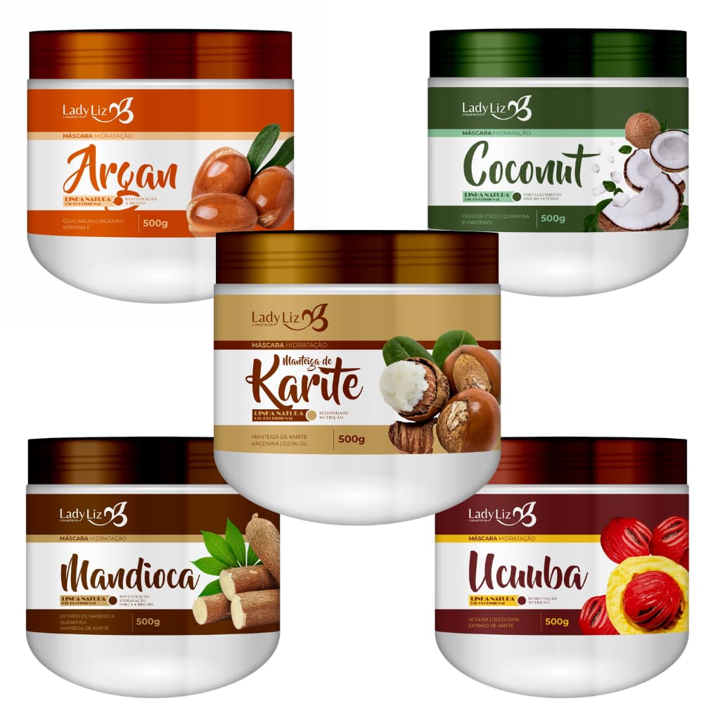 Máscara de Hidratação 500g Karité, Mandioca, Argan, Ucuuba ou Coco Escolha