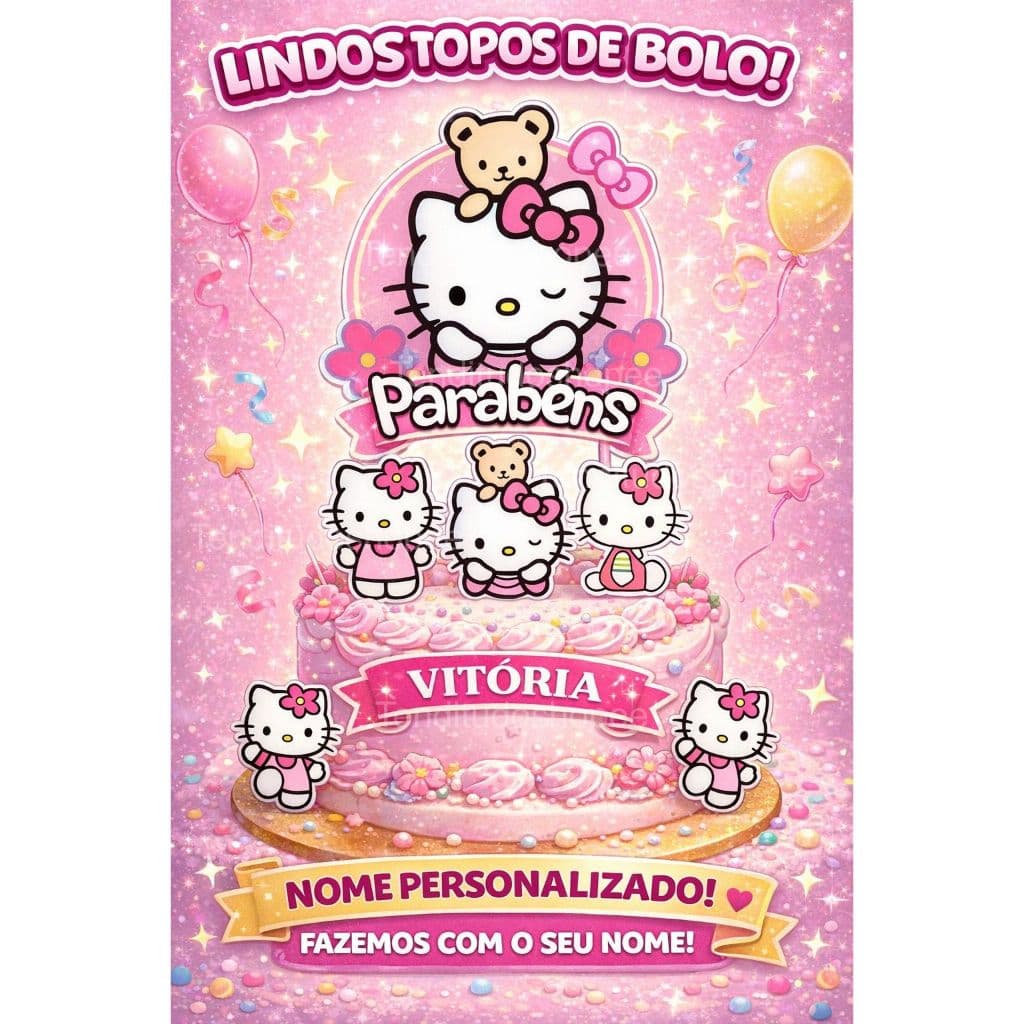 Topo de Bolo HELLO KITTY