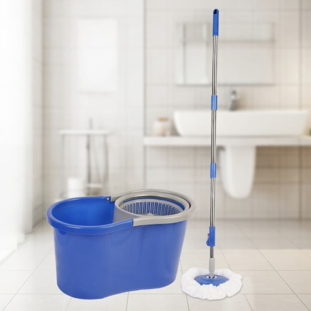 Mop Giratório 360 com Balde Duplo Centrífuga Inox Microfibra Limpeza Fácil Esfregão Giratório Todos os Pisos