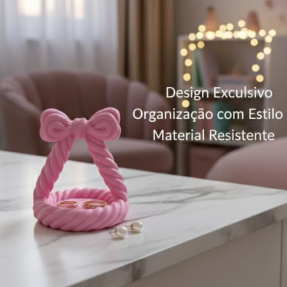 Porta Joias Laço Coquette Aesthetic - Cestinha Decorativa Bow Core