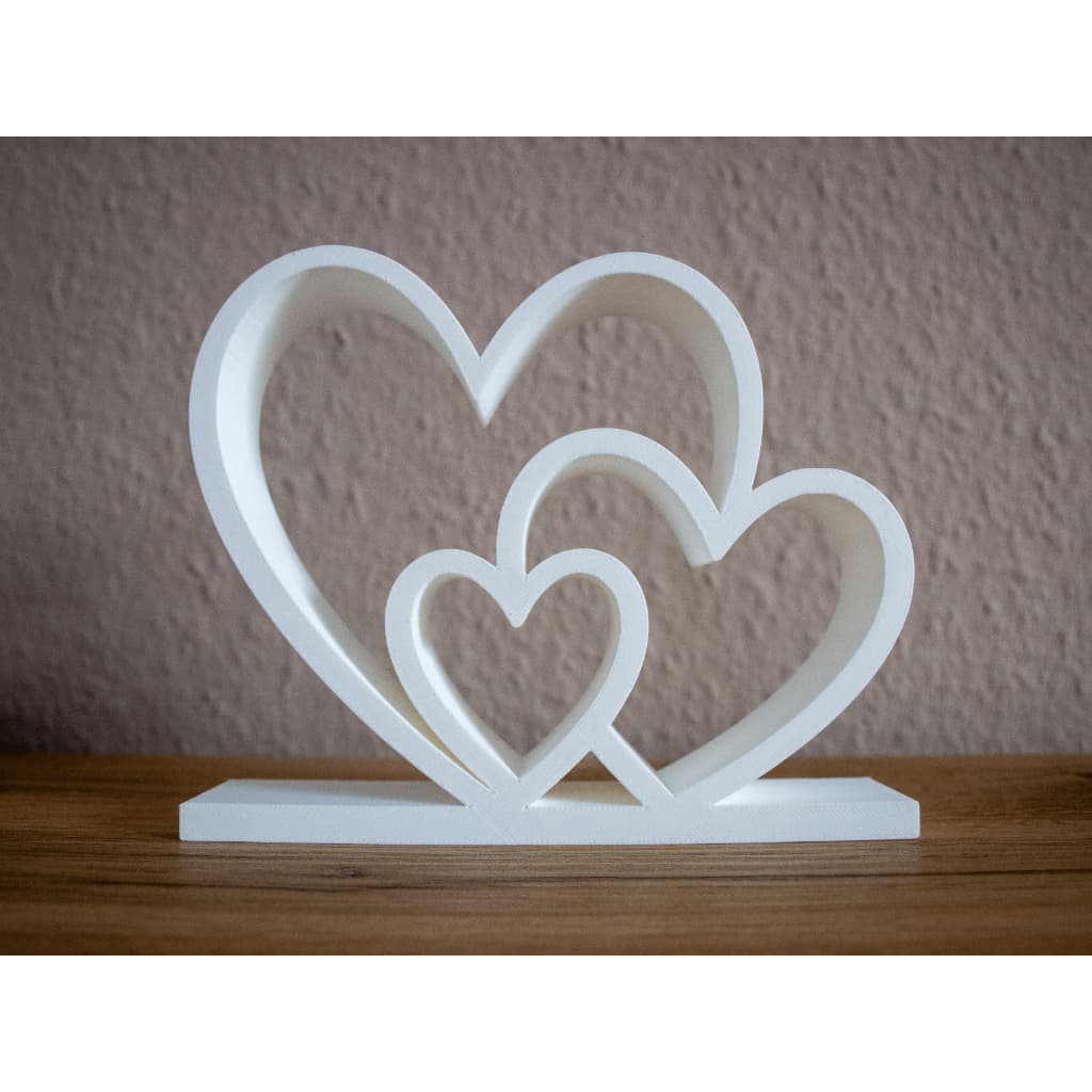Decoração Minimalista 3 Corações | Enfeite Decorativo Moderno para Sala, Estante e Quarto