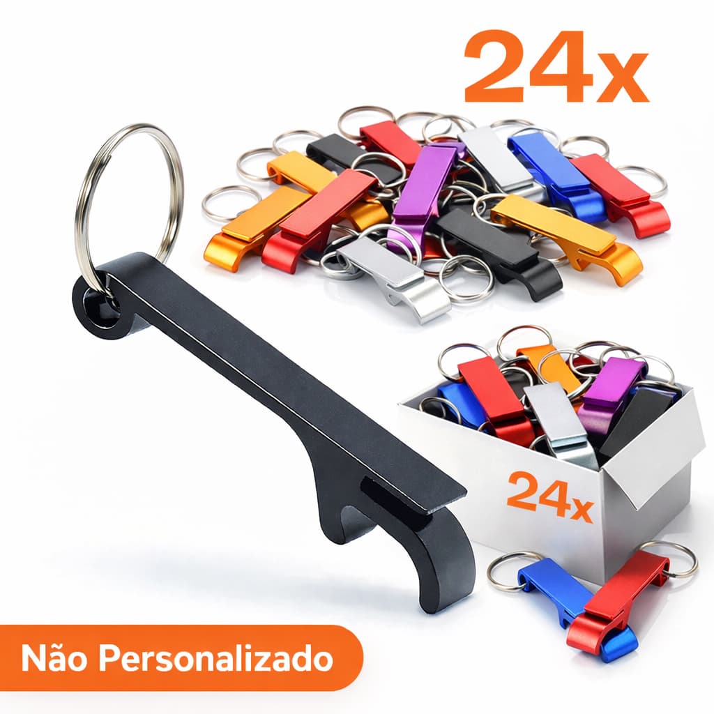 24 Chaveiros Abridor de Garrafas Em Alumínio Liso Não Personalizado