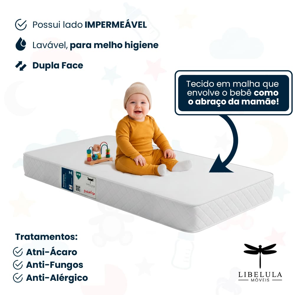 Colchão De Berço Impermeável 130x70x10 Modelo Americano