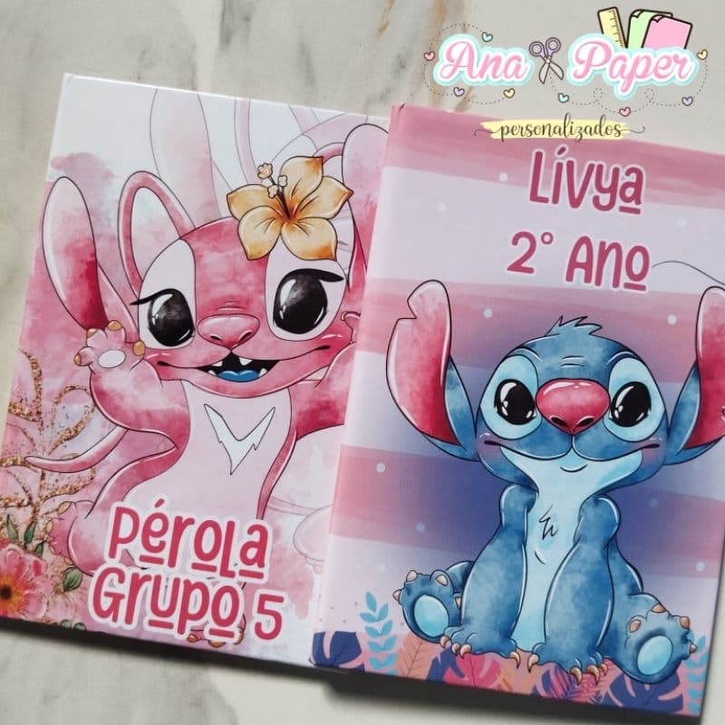 2 cadernos brochura infantil para recados personalizado
