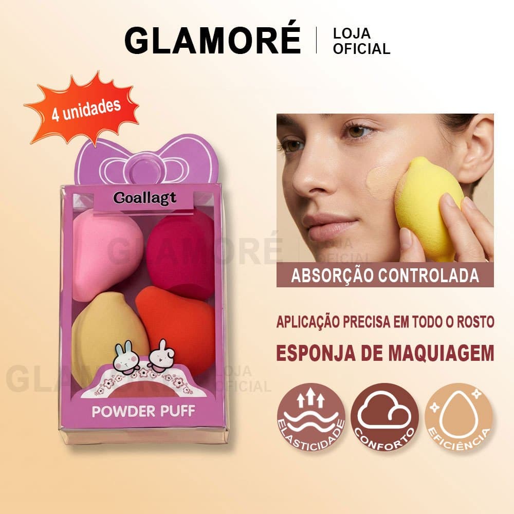Kit 4 Mini Esponjas de Maquiagem para Corretivo e Detalhes Olhos e Nariz