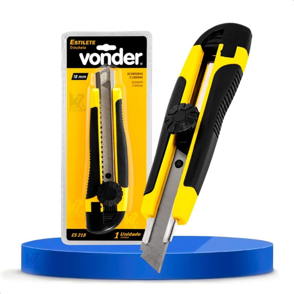 Estilete Profissional Vonder 18mm Kit Estilete Emborrachado Com Trava Estilete Escolar e Artesanato