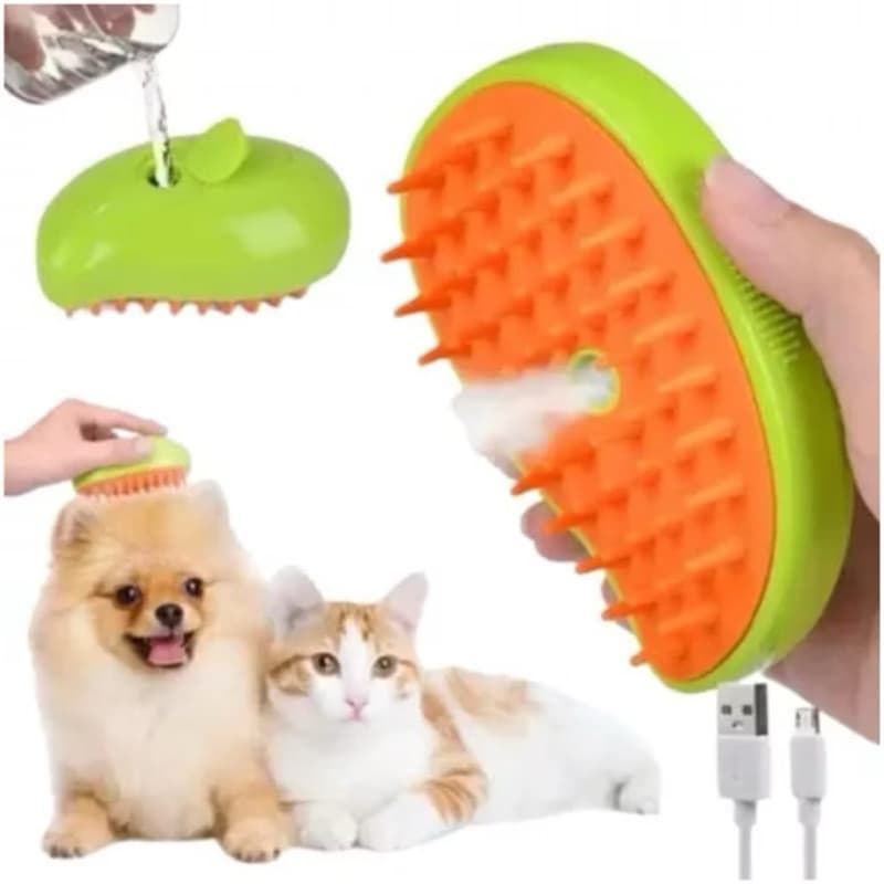Escova Tira Pelos Gato Cachorro PET Vapor e Massageador Silicone