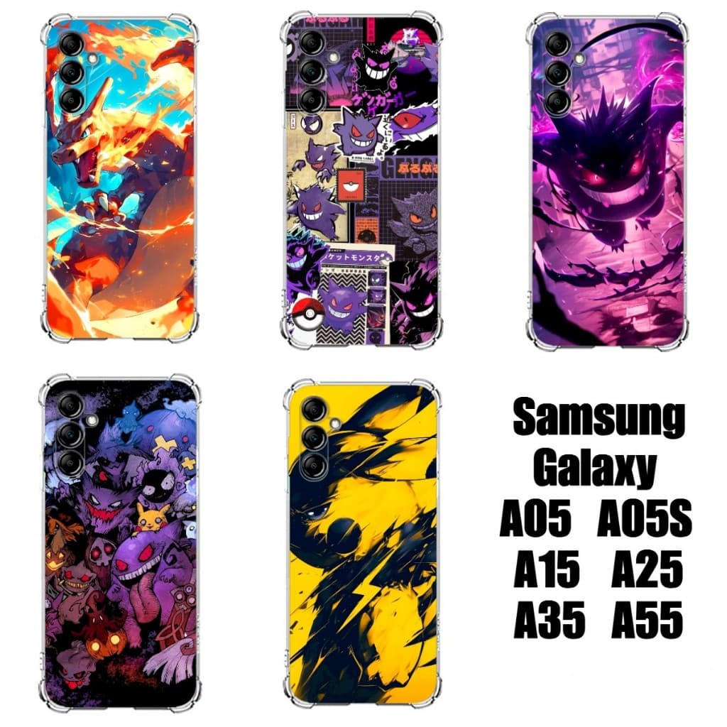 Capinhas Cases TPU Capas de Celular Samsung Galaxy A05 A05S A15 A25 A35 A55 Animes Pikachu Pokemon