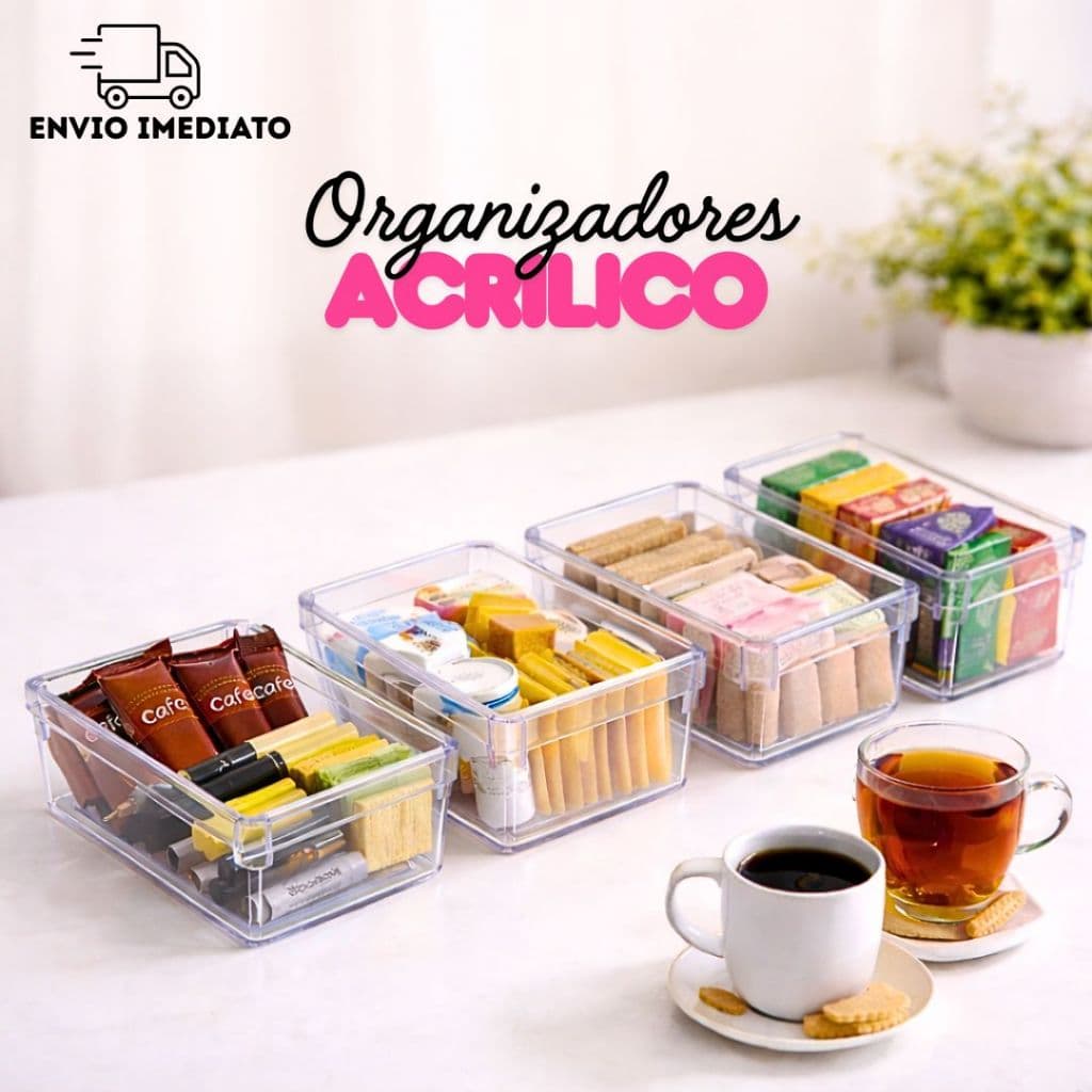 Kit Organizadores Multiuso em Acrílico Para Gavetas Maquiagem Armários Geladeiras