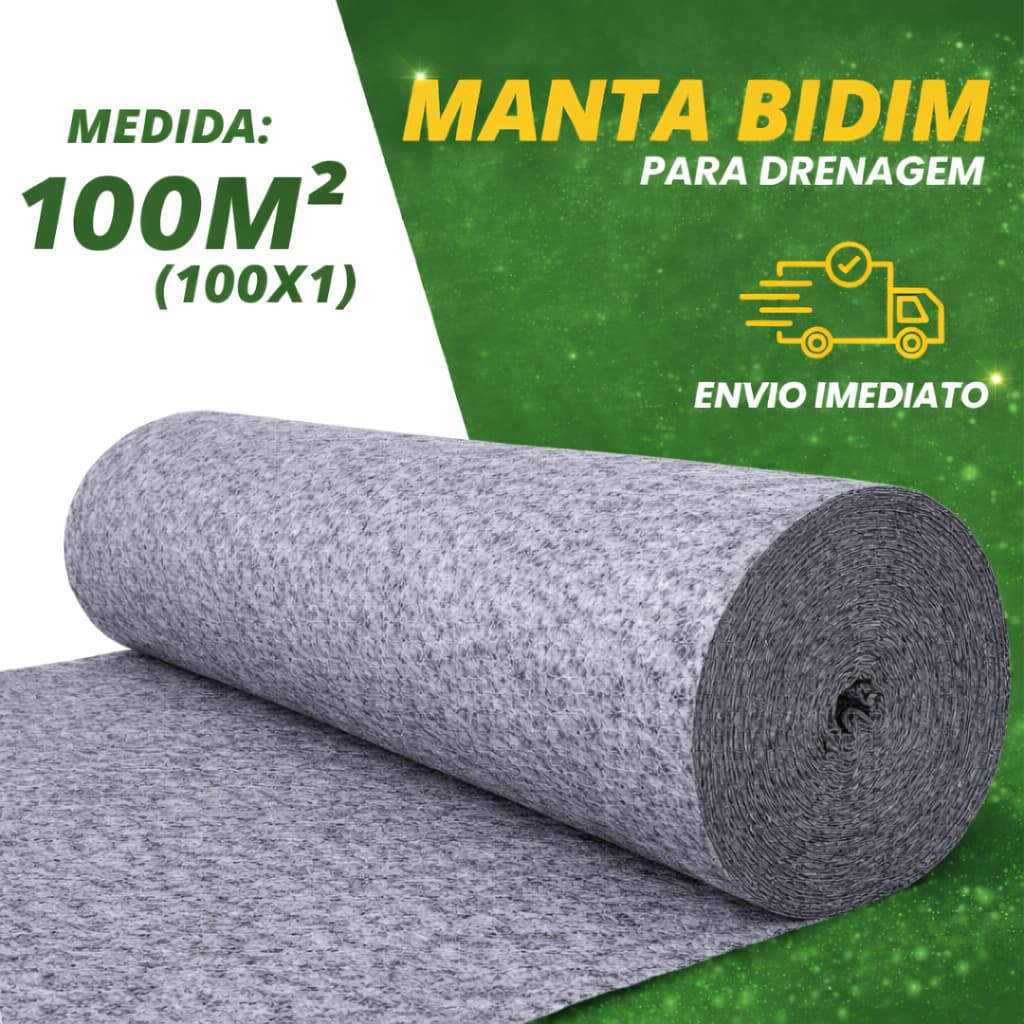 Manta Geotextil Bidim para Drenagem 100m²/50m² Para Vasos Jardineiras Jardins Drenagem
