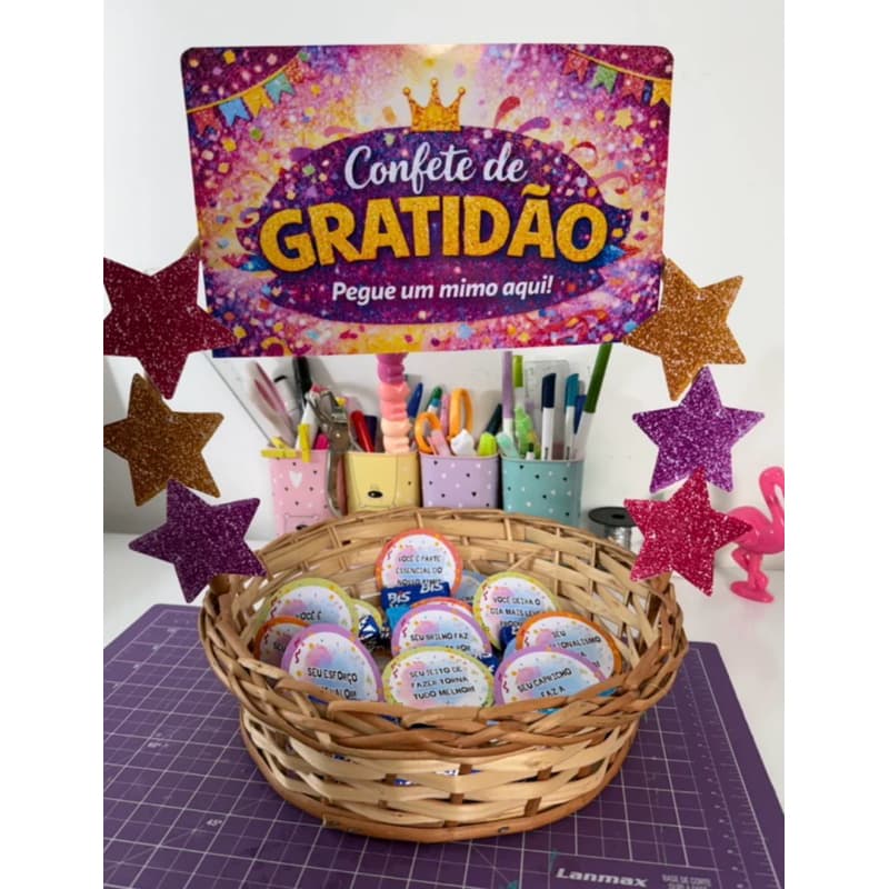 Confete da Gratidão - Recadinhos motivacionais - Recepção - Comemoração  - Reuniao - Mimo