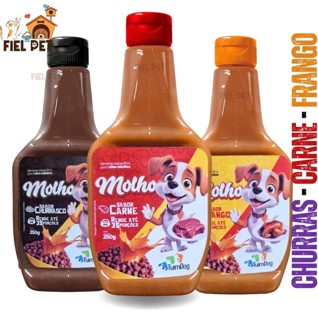 Kit 3un Molho Especial Para Ração Cães Cremoso IPet Tasty 250g - Vários sabores - Envio Imediato