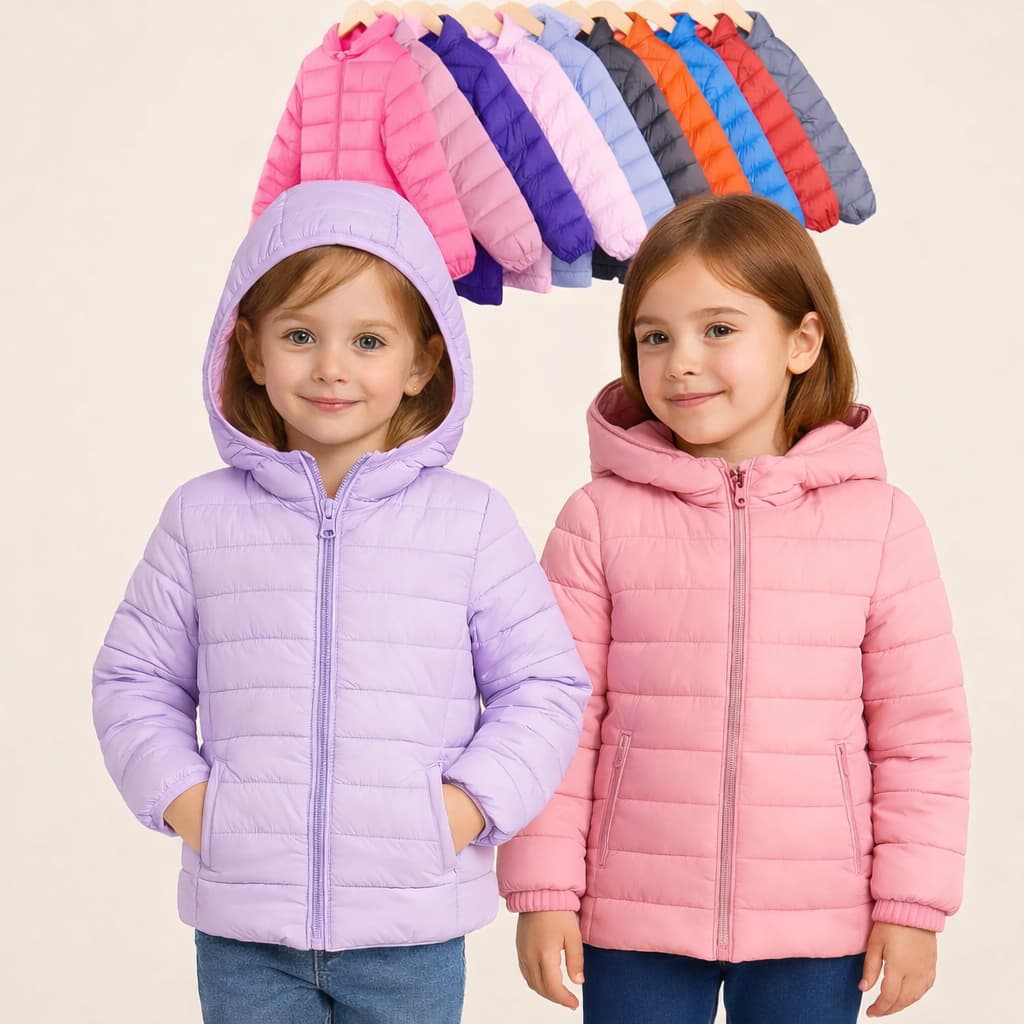 Jaqueta Forrada Puffer Casaco Infantil Pelucia Capuz Removivel Blusa de Frio 01 a 05 Anos Agasalho
