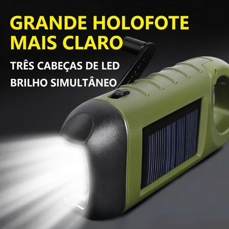 Lanterna LED Solar e Manual Multifuncional, Fonte de Energia para Camping, Iluminação Emergência Externa