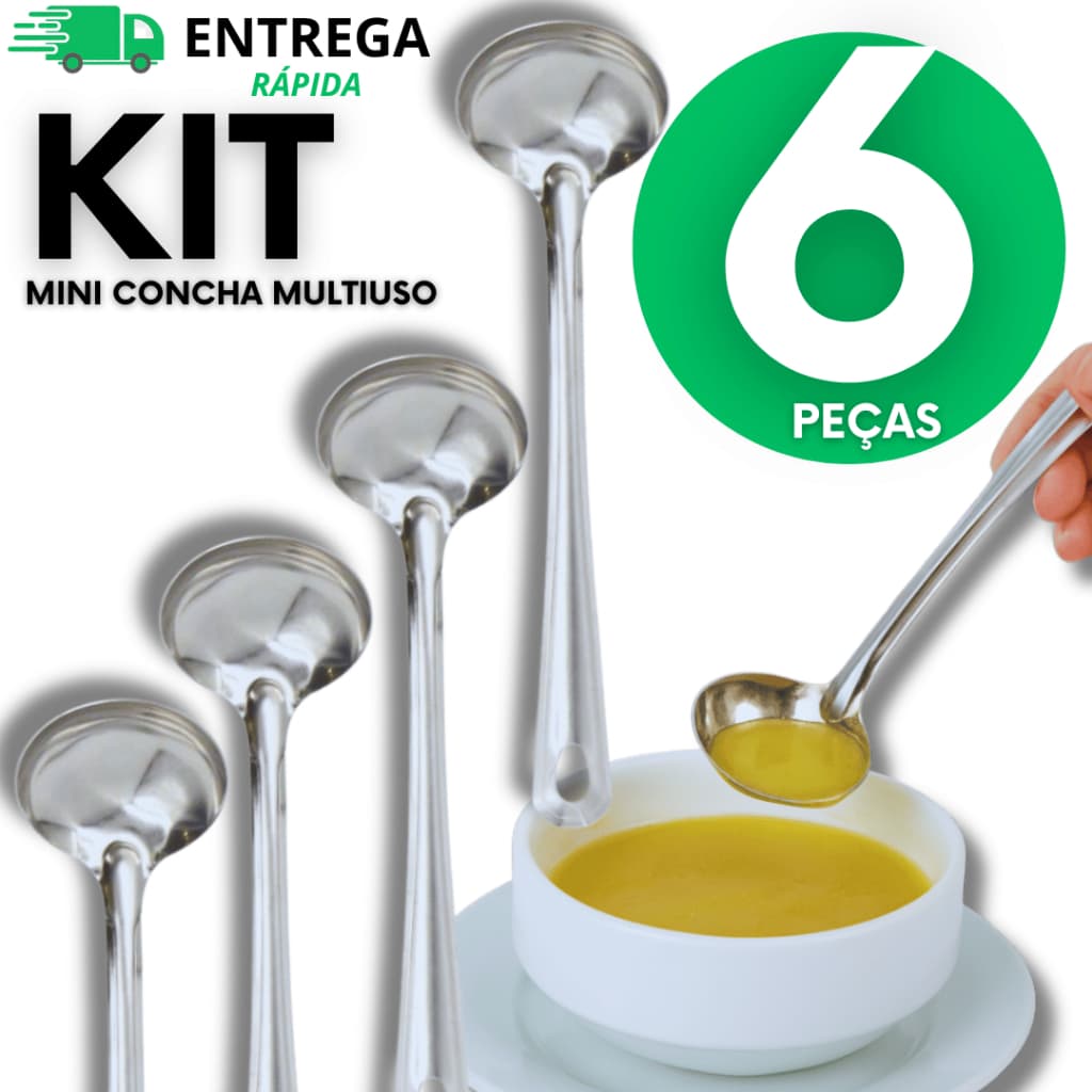 Kit Mini Concha Inox Pequena para Molhos Caldas Sobremesa Sorvete Açaí Topping Buffet Cozinha Resistente Premium