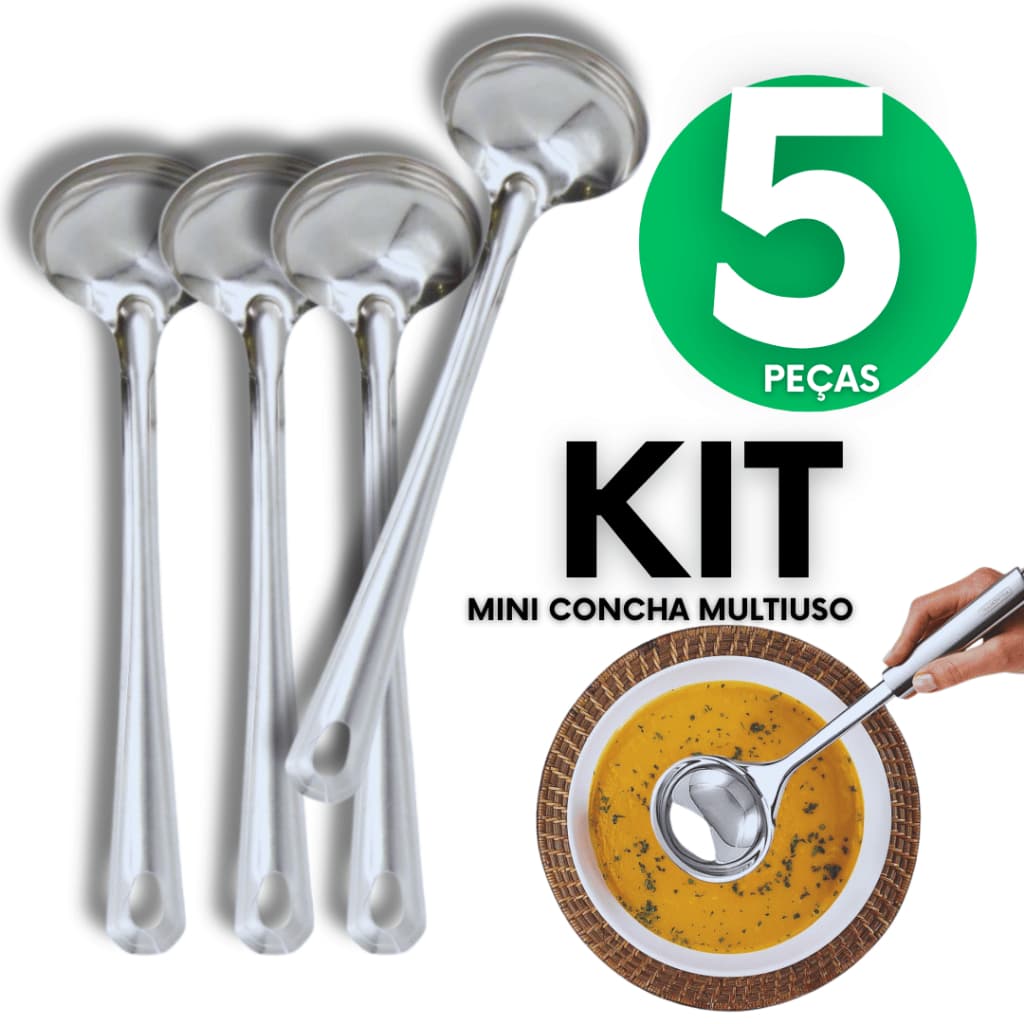 KIT Mini Concha Inox Concha Pequena Para Sobremesa Para Molhos Para Caldas Para Topping Sorvete Açai