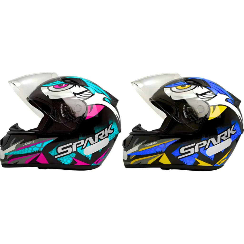 Kit Capacete Moto Ebf Spark Dragon Tiffany E Dragon Azul