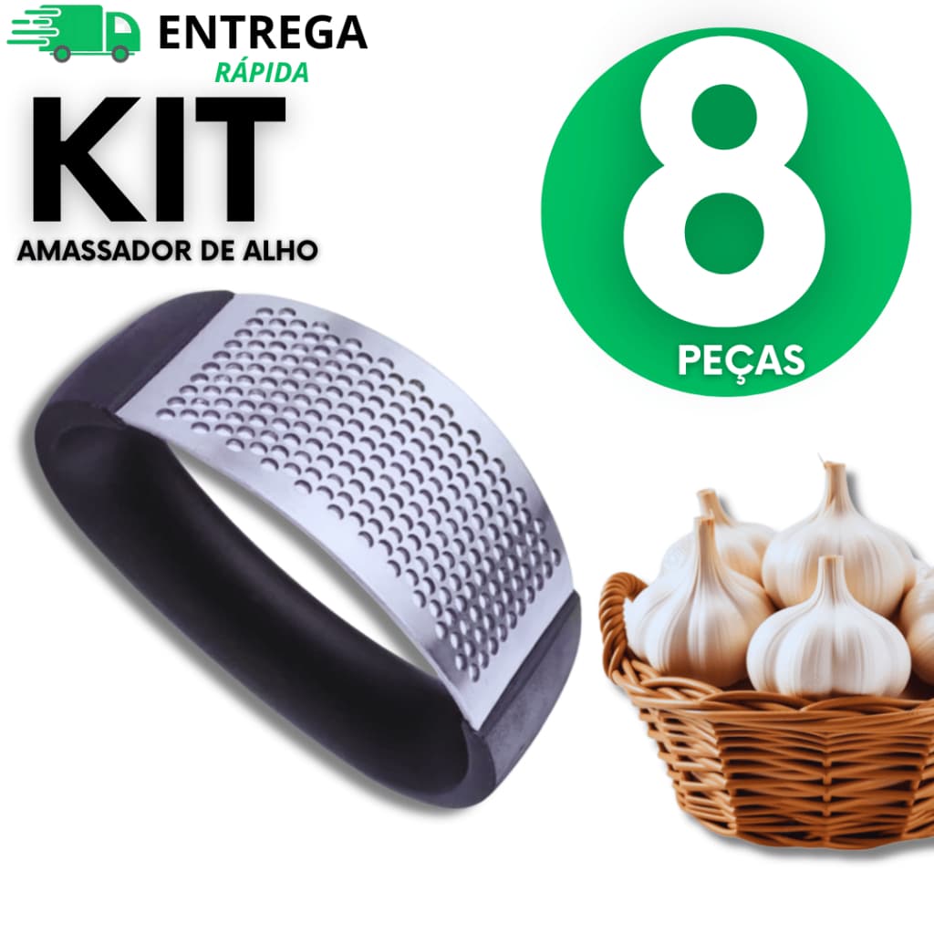 Conjunto 8 Amassador de Alho Manual Prático para Cozinha Premium Utilidades Variáveis