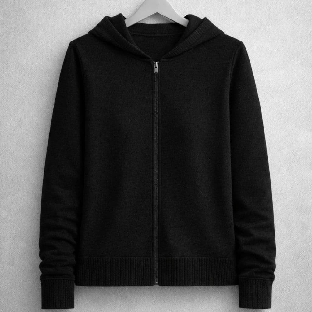 Blusa de Frio Feminina Tricot com Capuz Zíper Moletom Inverno Casaco Feminino de Tricô Modal