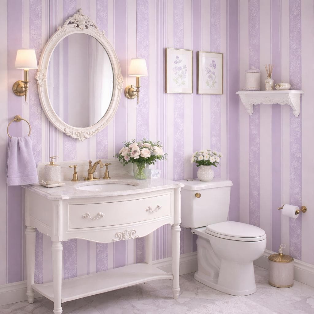 PAPEL DE PAREDE LISTRADO 54 FUNDO LILAS AUTOCOLANTE IMPERMEAVEL SIMPLES APLICAÇÃO 50 CM DE LARG.