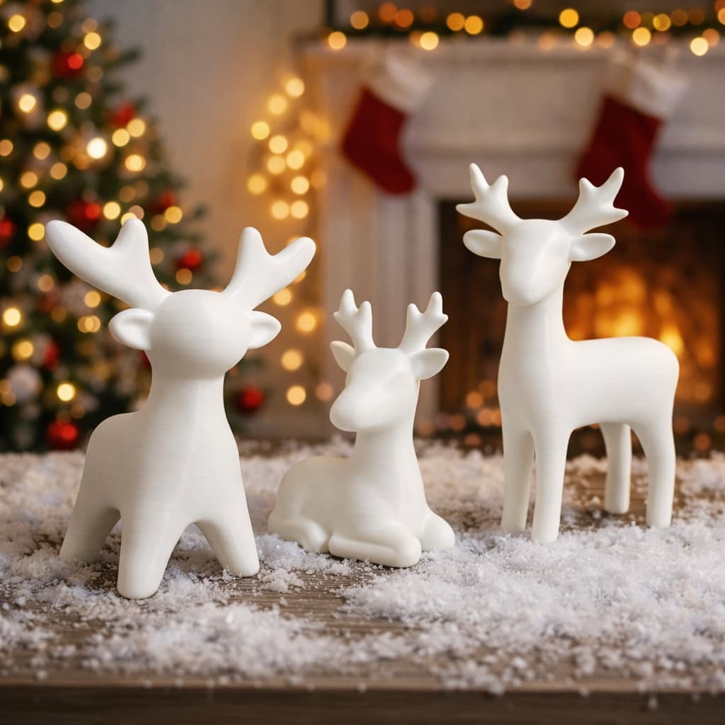 Trio de Renas Natalinas Enfeite de Mesa Decorativo para Natal