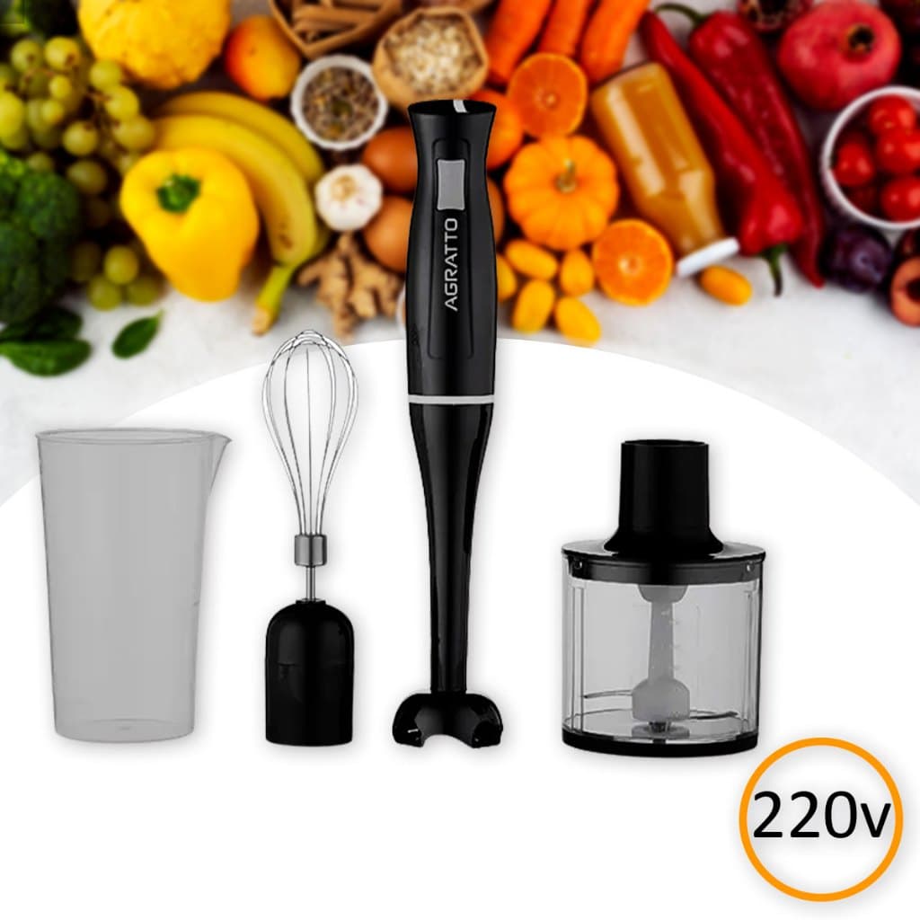Mixer Batedeira Processador Triturador Multiuso 3 em 1 Preto 200w 700ml 220v Agratto
