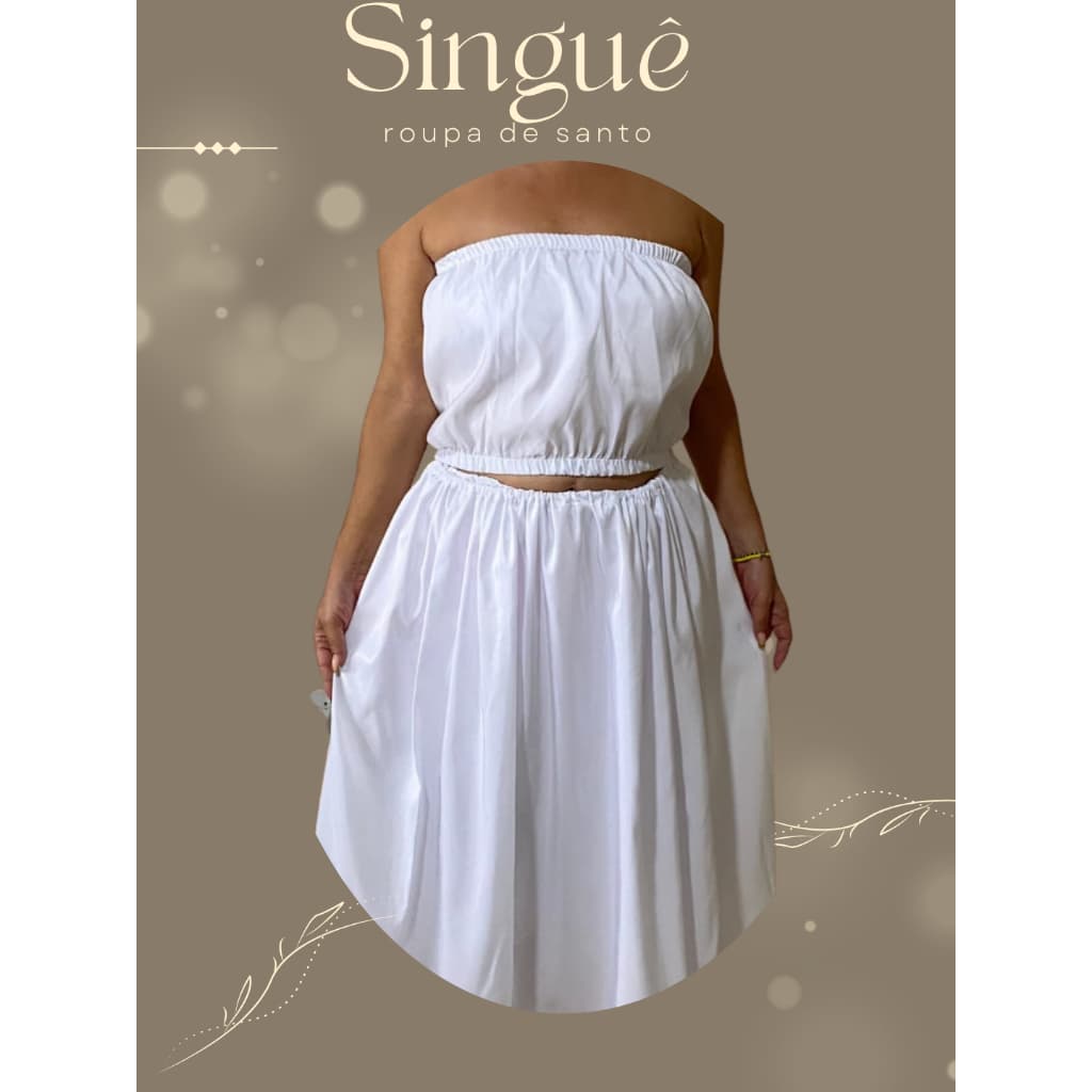 KIT SINGUÊ ROUPA DE SANTO  CANDOMBLÉ E UMBANDA, ROUPA DE SANTO KIT 2 PÇS ( TOP BUSTIER)