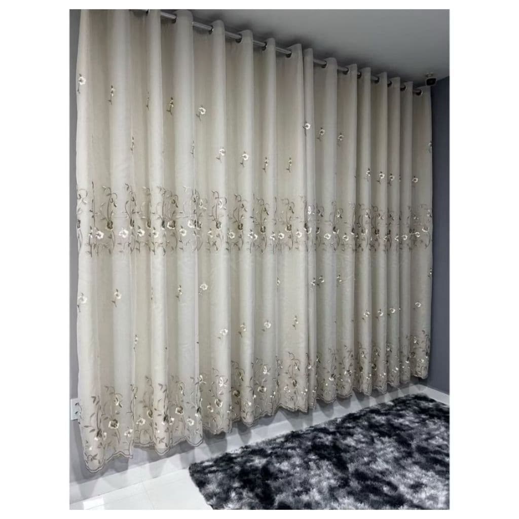Cortina Bordada Com Forro de Microfibra Luxo 2,00 Largura X 1,40 Altura Para Sala, Quarto, PROMOÇÃO