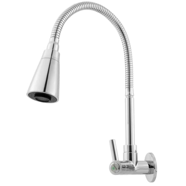 Torneira Parede GOURMET Flexível  Cozinha Prateada 2 Jatos ABS