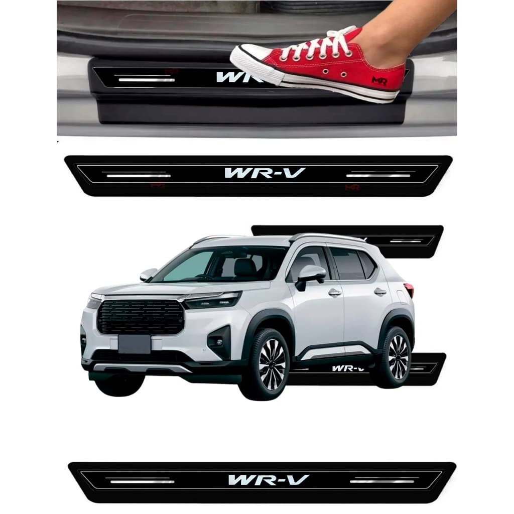 Kit Soleira Resinada Proteção Porta Wrv Wr-v - Preto