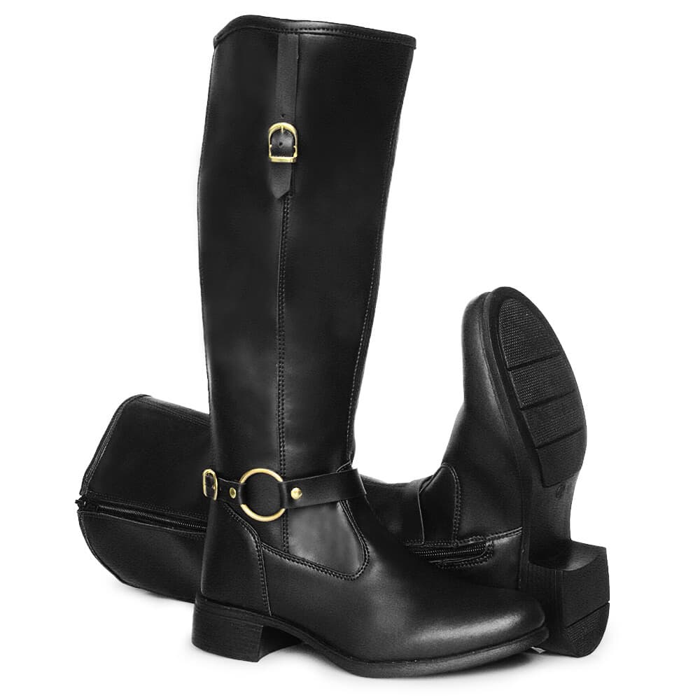 Bota Montaria Feminina Preto com Solado Antiderrapante