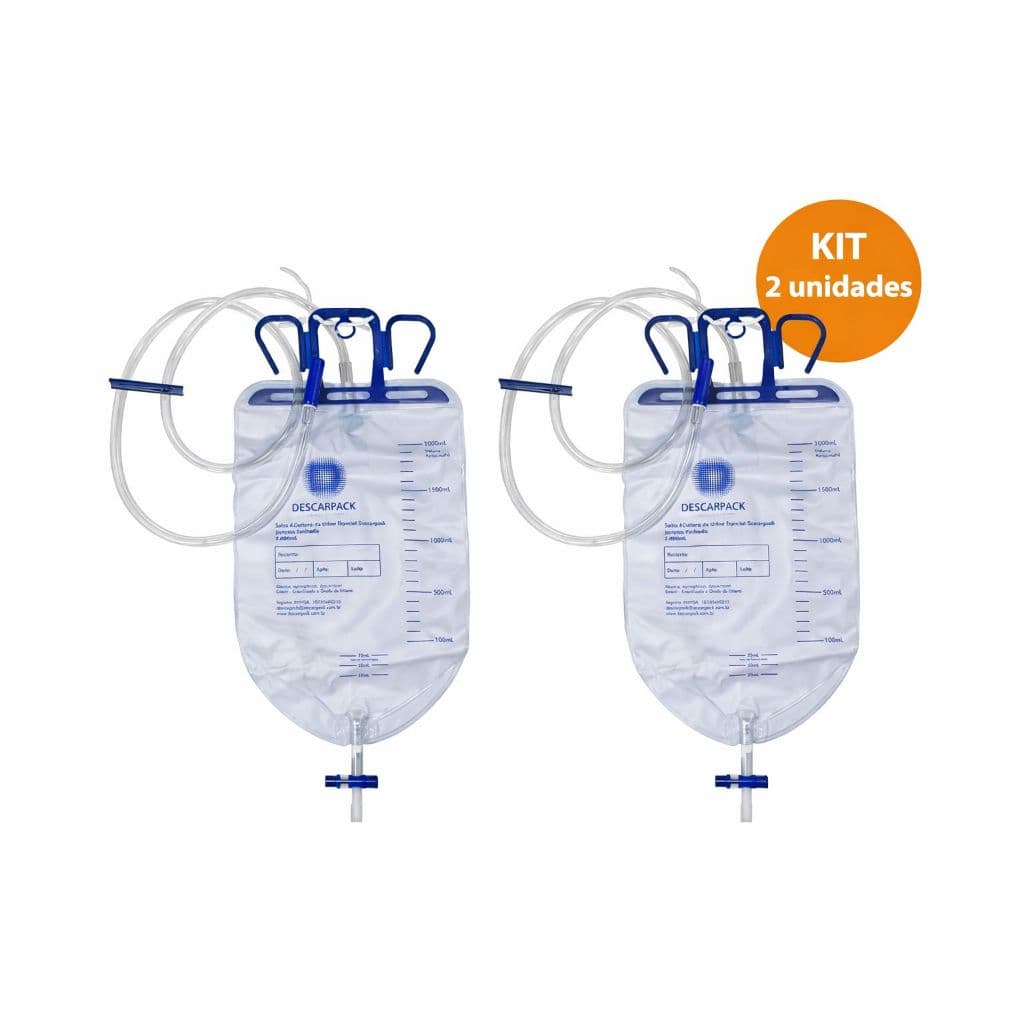 Kit c/ 2 Bolsas Coletora De Urina Estéril 2000ml Descarpack - Sistema Fechado