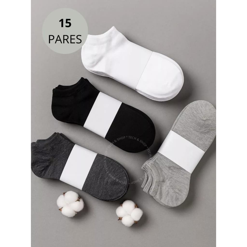 Promoção! Kit 15 Pares Meias Soquete Unissex Cano Curto com Conforto e Toque Suave