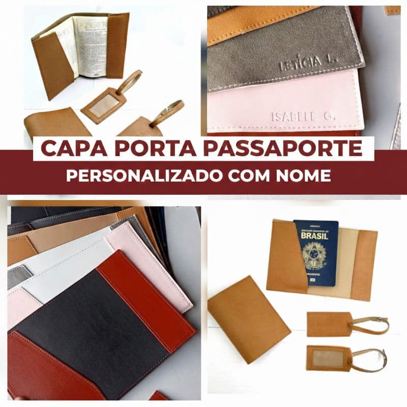 Capa Porta Passaporte Personalizado com nome viagem presente turismo brinde (LER DESCRIÇÃO DO ANUNCIO)