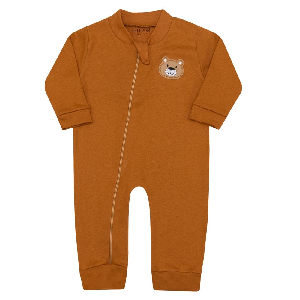 Macacão Romper Bebê Suedini com Zíper Roupa de Bebê Minimalista Neutro