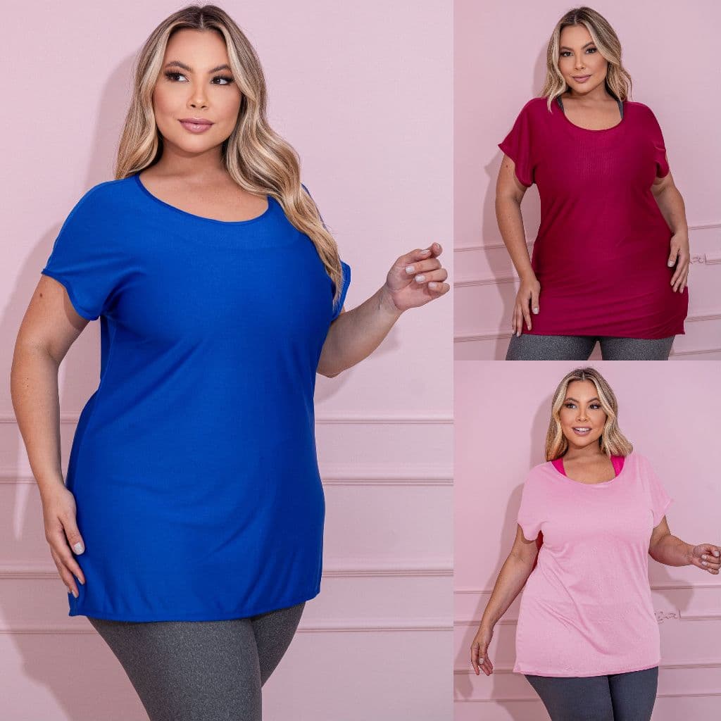 Blusa Plus Size Fitness Roupa Para Treinar Malhar Academia Manga Curta Em Dry Fit Secagem Rápida