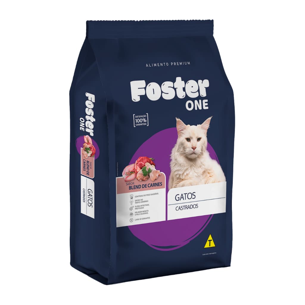 Ração Foster One Premium Gatos Castrados Sabor Carne 10,1kg