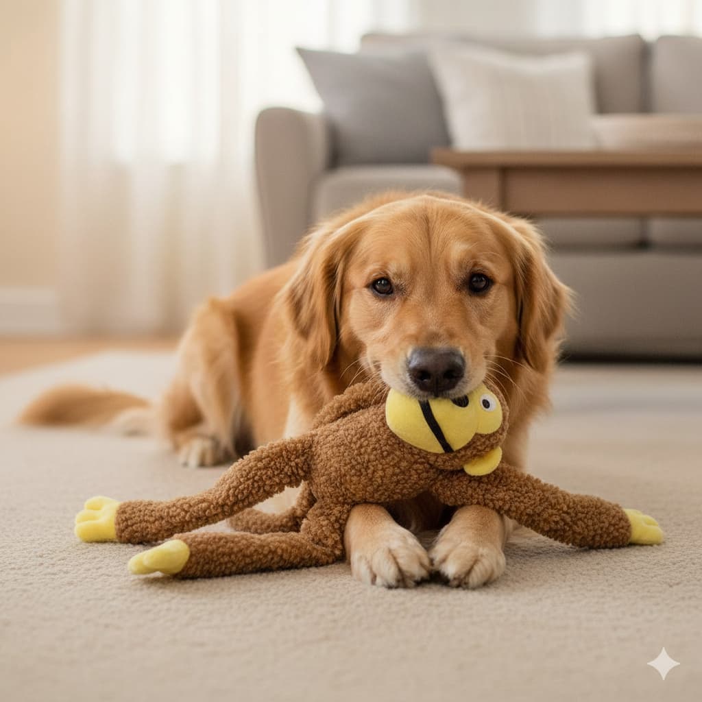 Brinquedo Cachorro Pelúcia Macaco Apito Mordedor Pet Interativo