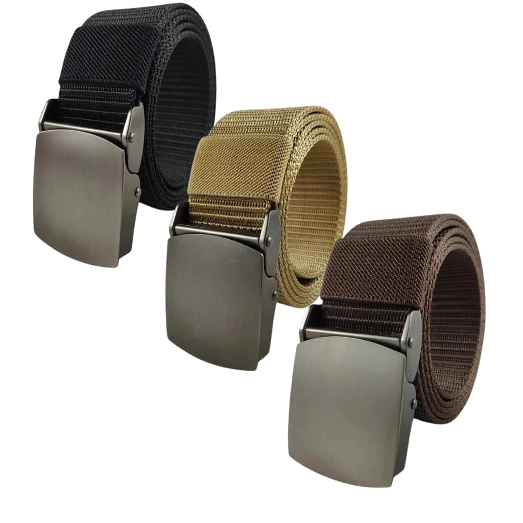 Kit 3 Cinto Masculino Reforçado Ajustável Elástico Confortável e Fivela de Aço Durável