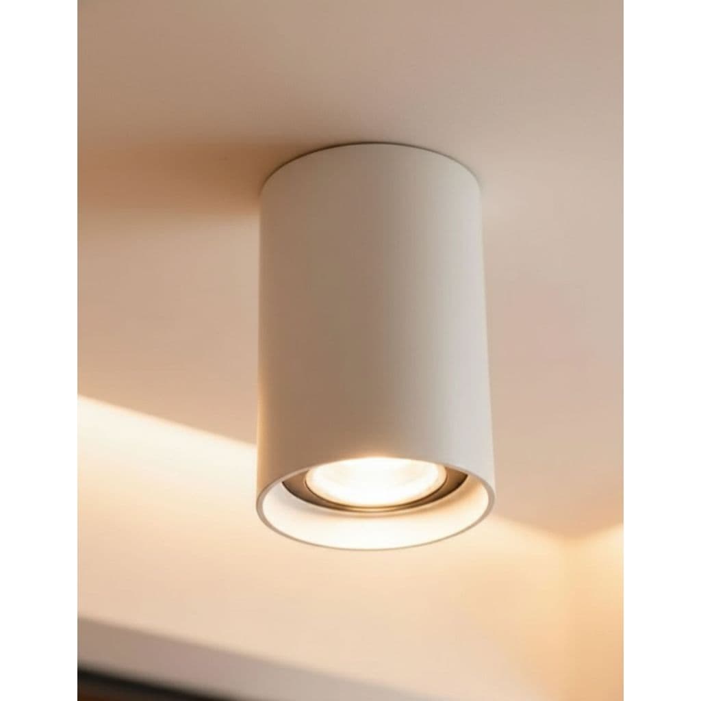 Kit 9 Spot Sobrepor Cilindro Direcionável  Com Lâmpada Led  Mr16 Dicroica 6,5w Foco Teto Laje Bivolt