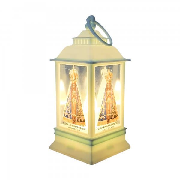 Luminária Abajur Mesa Bola de Cristal Nossa Senhora Aparecida Luz LED 3D Decorativa Esfera Bivolt Vidro