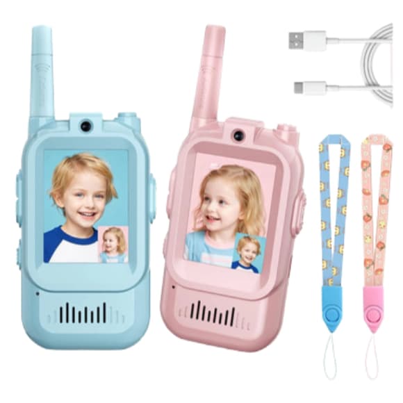 Walkie Talkies De Vídeo E Voz Para Crianças Portátil 2 Unidades Recarregável Intercomunicador