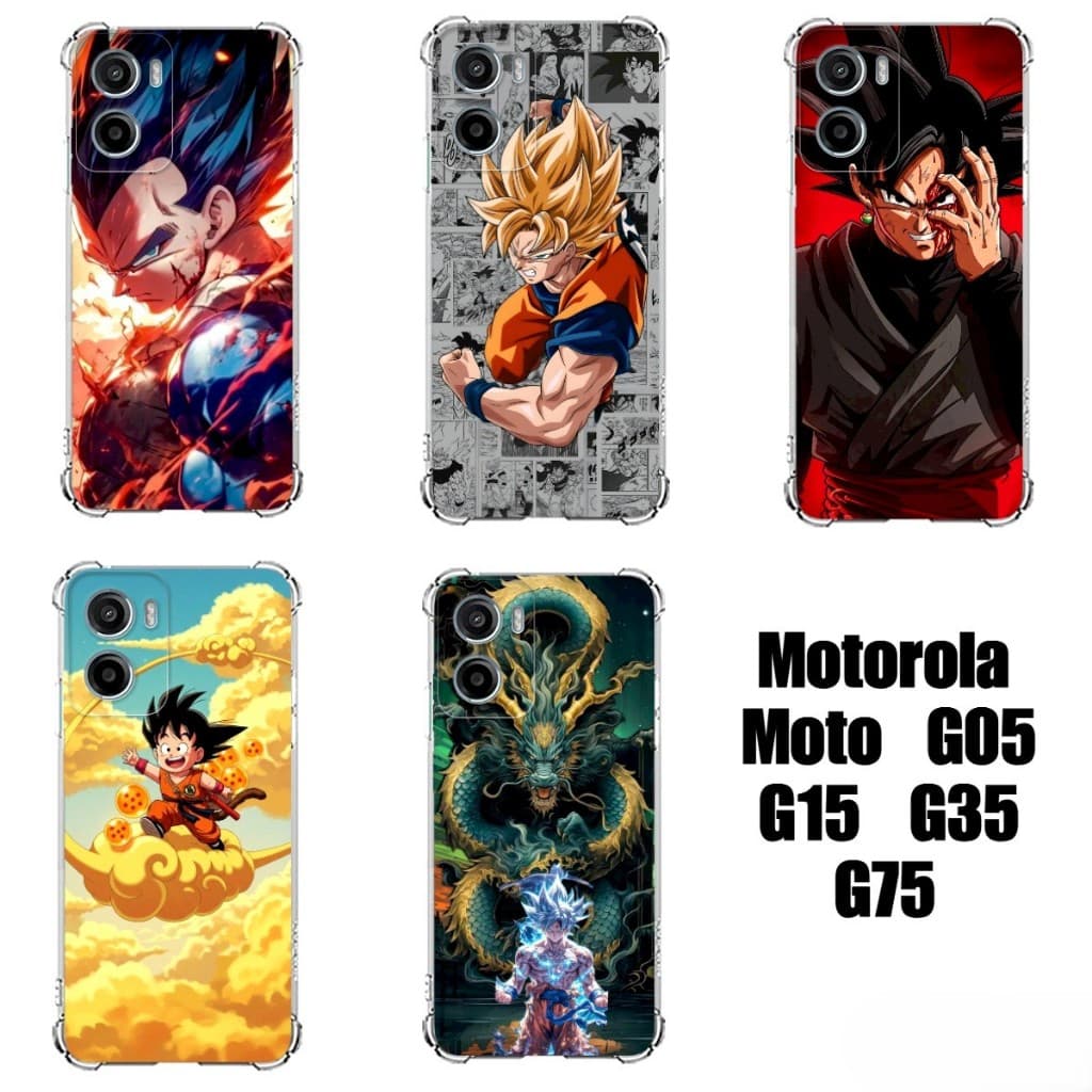 Capinhas TPU Cases Capas de Celular Motorola Moto G05 G15 G35 G75 Anime Dragon Ball DBZ Goku Vegeta