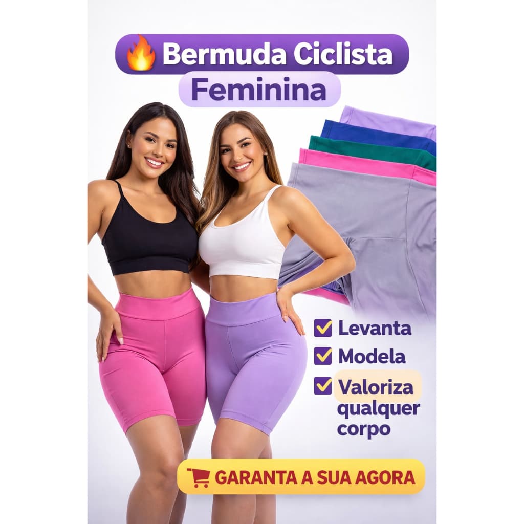 Bermuda Ciclista Feminina Cintura Alta Sem Transparência