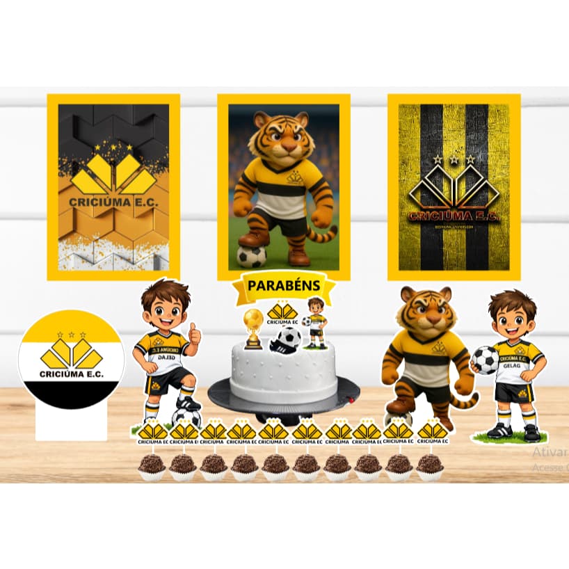 Kit Só um Bolinho - Criciúma Esporte Clube -  Kit Festa em casa  - Aniversário, Mêsversário