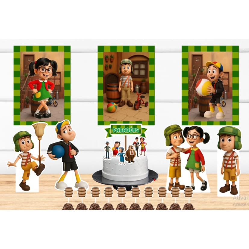 Kit Só um Bolinho - Turma do Chaves -  Kit Festa em casa  - Aniversário, Mêsversário