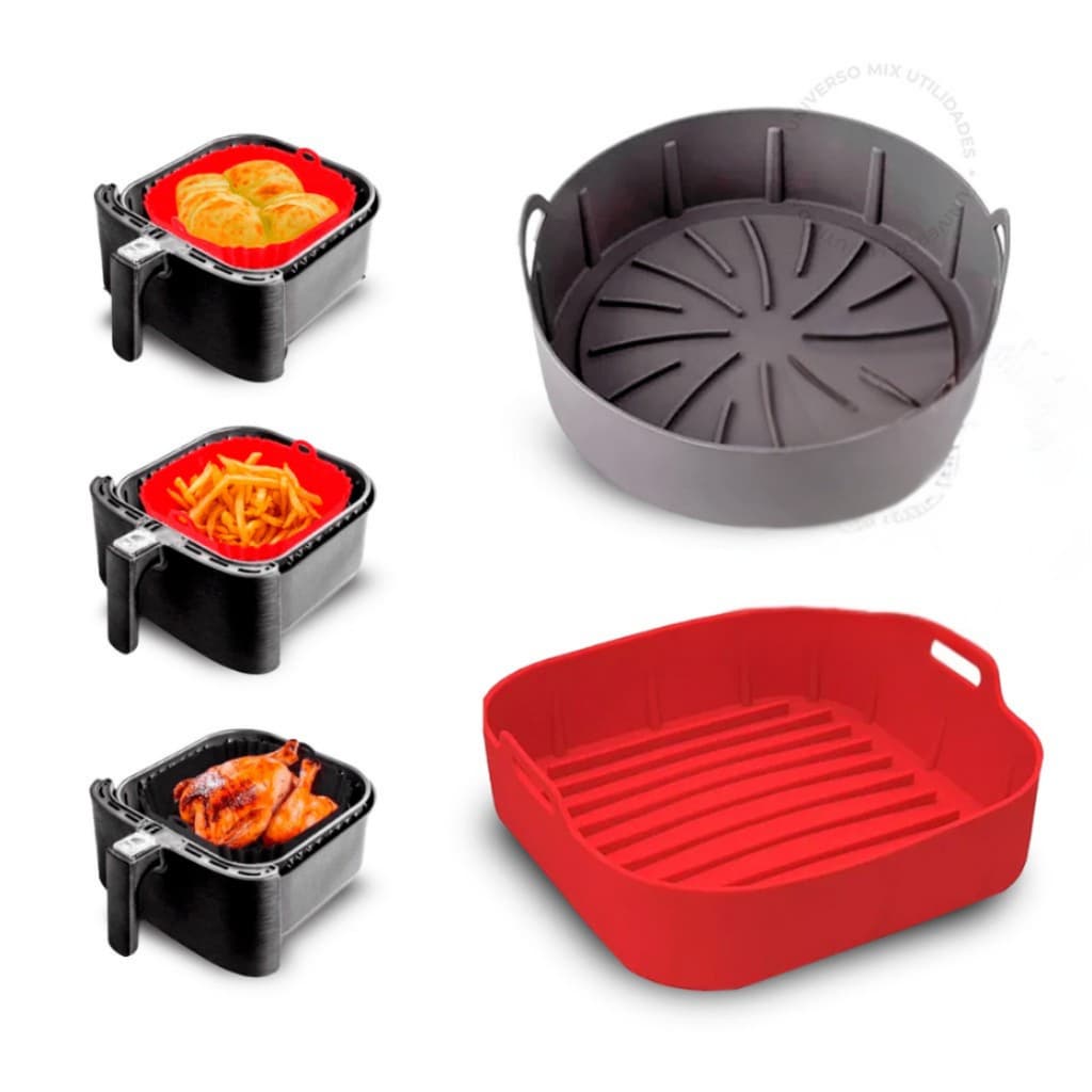 Formas 19CM Grande Silicone Grossa Air Fryer Assadeira Fritadeira