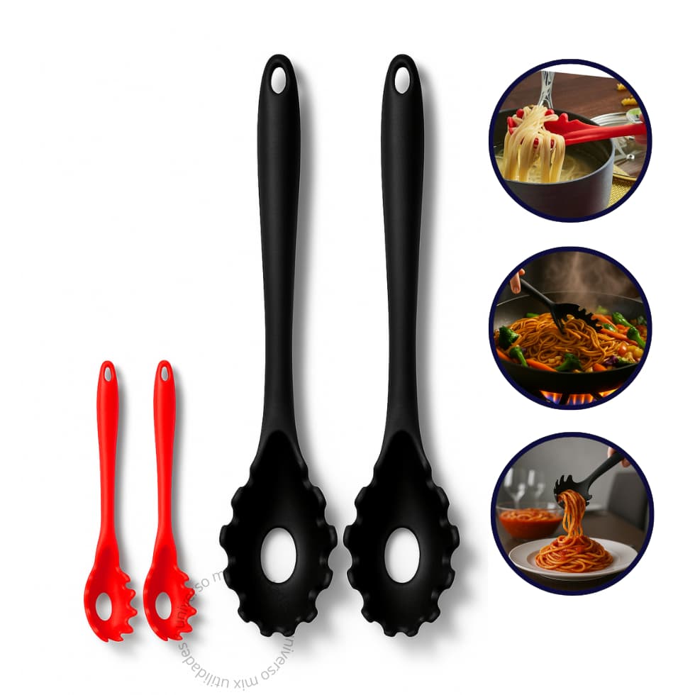 Pegador de Massas Macarrão Silicone Premium - 28 Cm