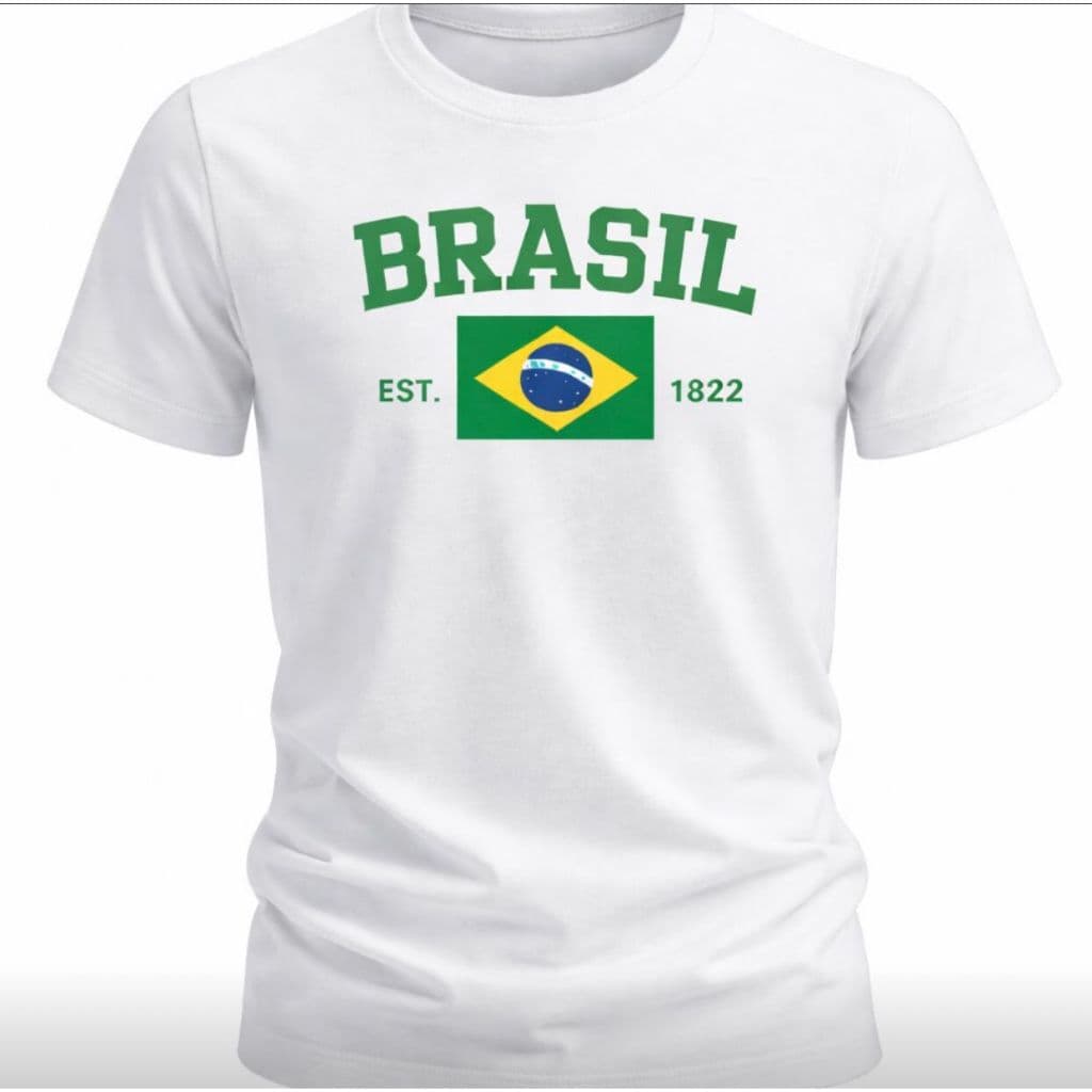 Camisa do Brasil Masculina Seleção Brasileira 100% Algodão Copa do Mundo Hexa Estampa Brasil